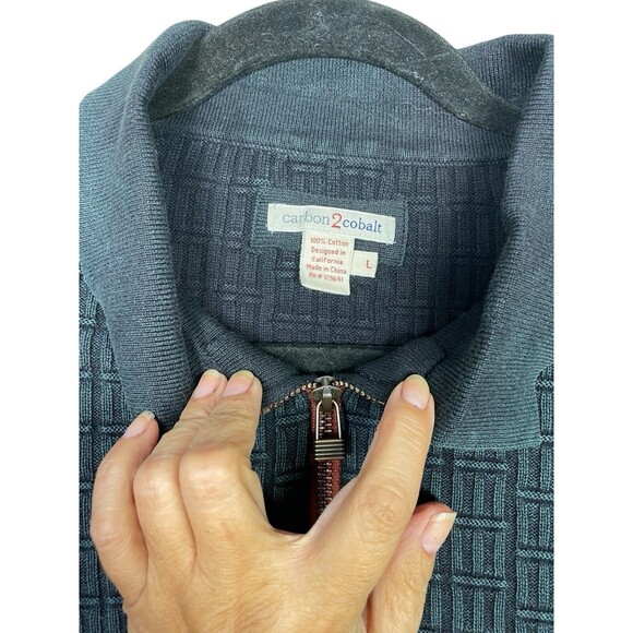 Carbon 2 Cobalt Sweater Mens L Gray Pullover 1/4 Zip Elbow Patches Long Sleeve - Picture 3 of 10
